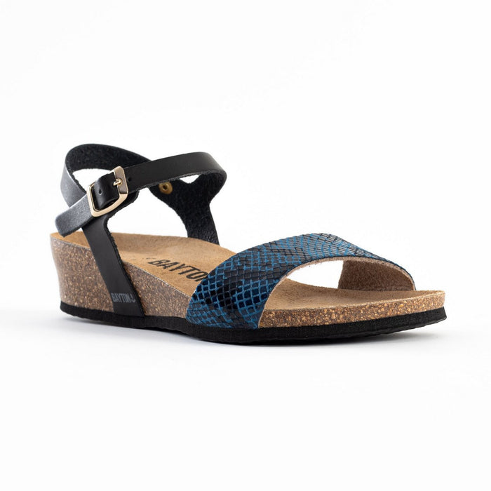 Bayton Sandales Wodonga Noir Et Bleu Python Compensées Et Semi-compensées Bayton Femme