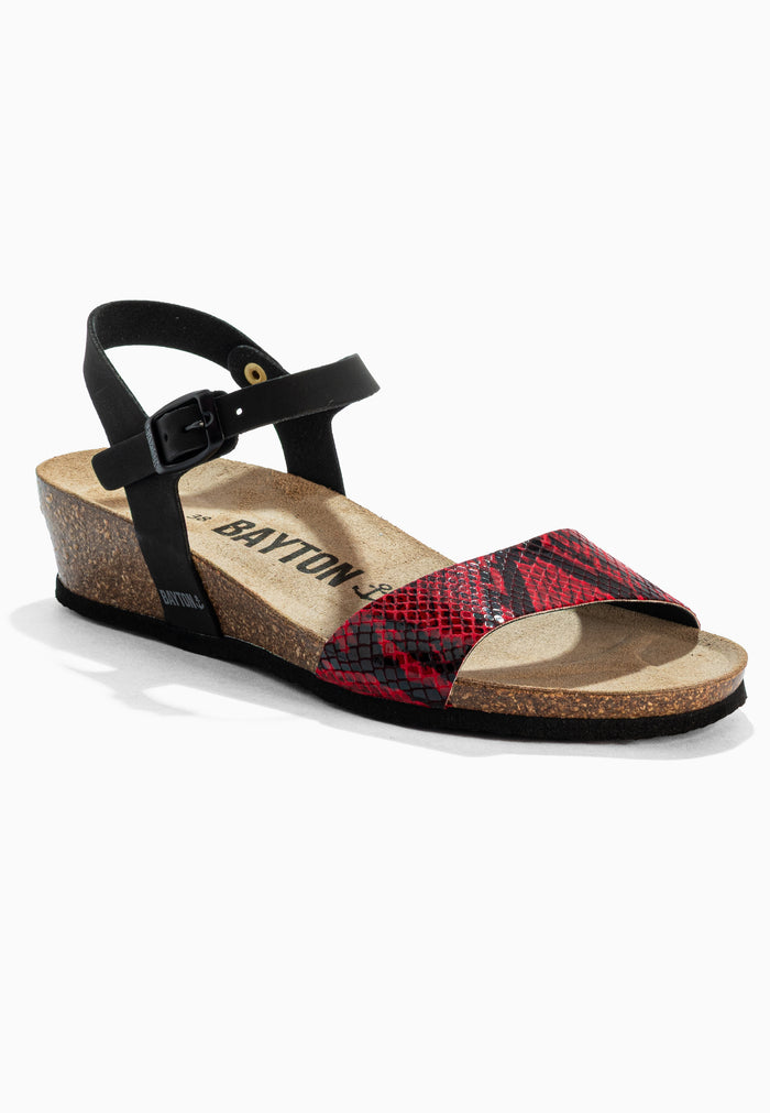 Bayton Sandales Wodonga Noir Et Rouge Python Compensées Et Semi-compensées Bayton Femme