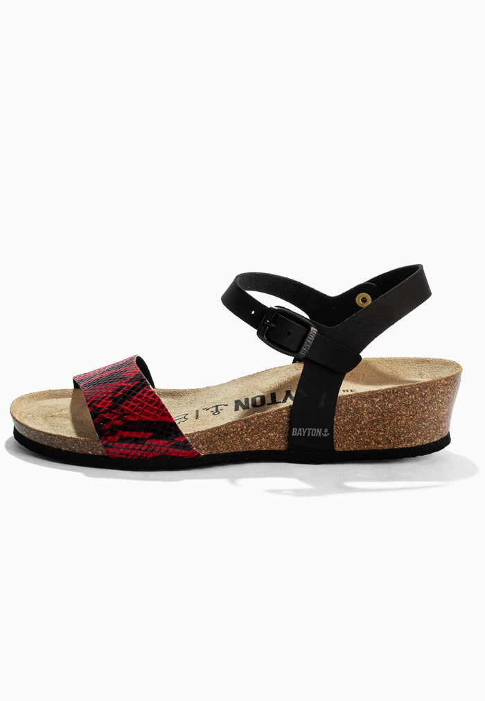 Bayton Sandales Wodonga Noir Et Rouge Python Compensées Et Semi-compensées Bayton Femme
