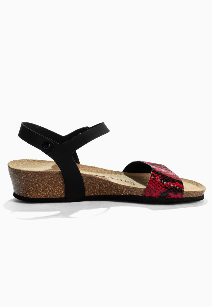 Bayton Sandales Wodonga Noir Et Rouge Python Compensées Et Semi-compensées Bayton Femme