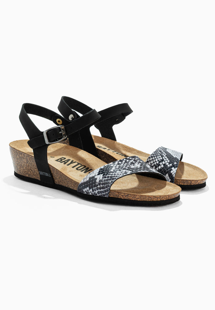 Bayton Sandales Wodonga Noir Python Compensées Et Semi-compensées Bayton Femme