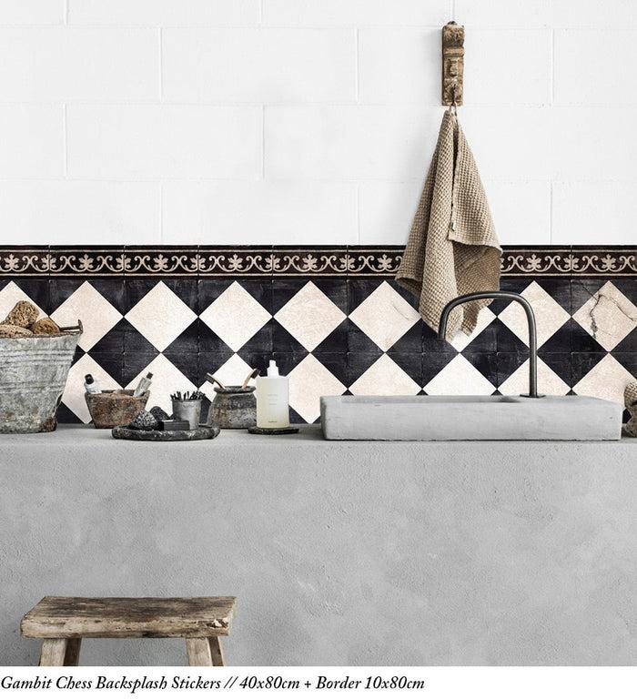 beija Gambit Chess Vinyl Backsplash Stickers