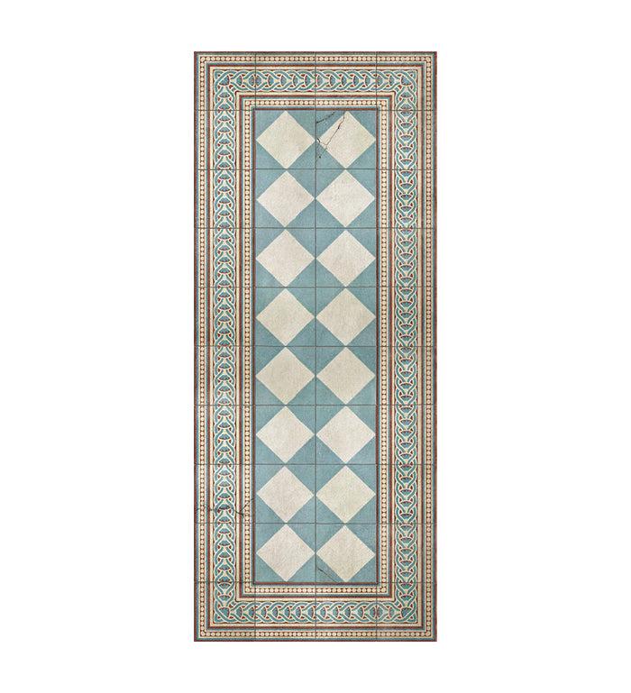 Beija Gambit Cyan Antique Vinyl Rug