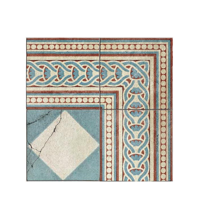 Beija Gambit Cyan Antique Vinyl Rug