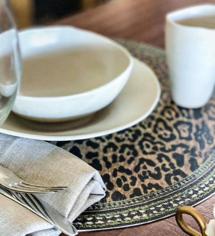 beija Leopard Vinyl Round Placemat