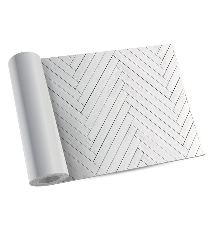 Beija White Fishbone Modular Vinyl Rug