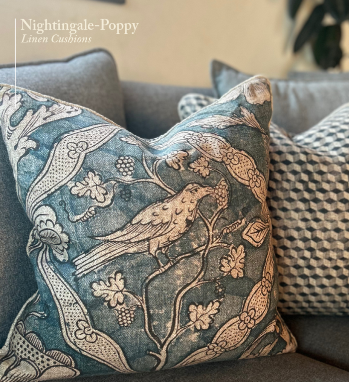 Beija Nightingale-Poppy Linen Cushion – Beija Flor World