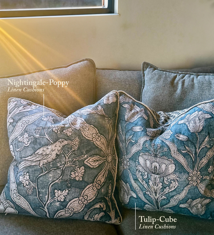 Beija Nightingale-Poppy Linen Cushion – Beija Flor World