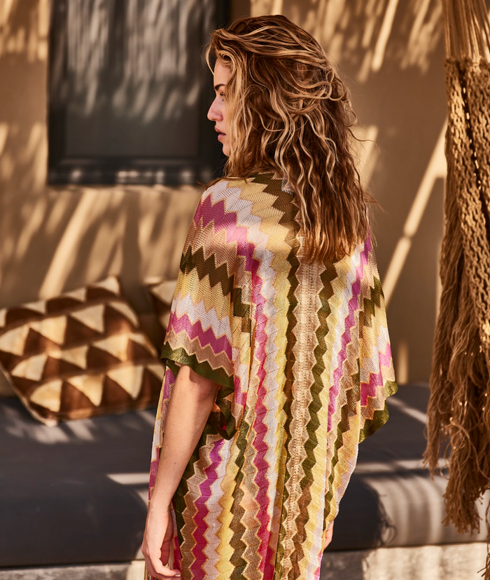 Beliza GILET COURT LIM MULTICO KAKI PINK