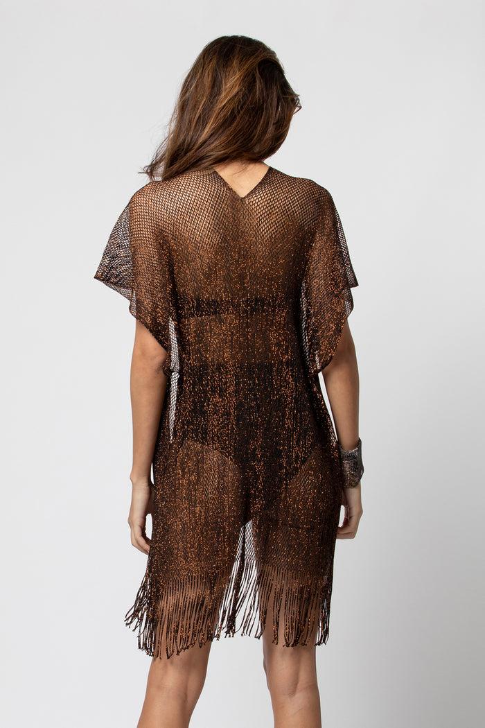 beliza GILET COURT MAILLE LIM LUREX COFEE