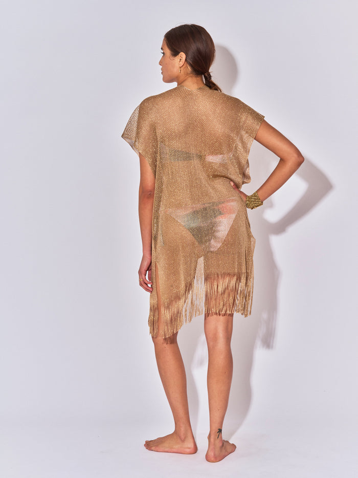 Beliza GILET COURT MAILLE LIM LUREX DORE