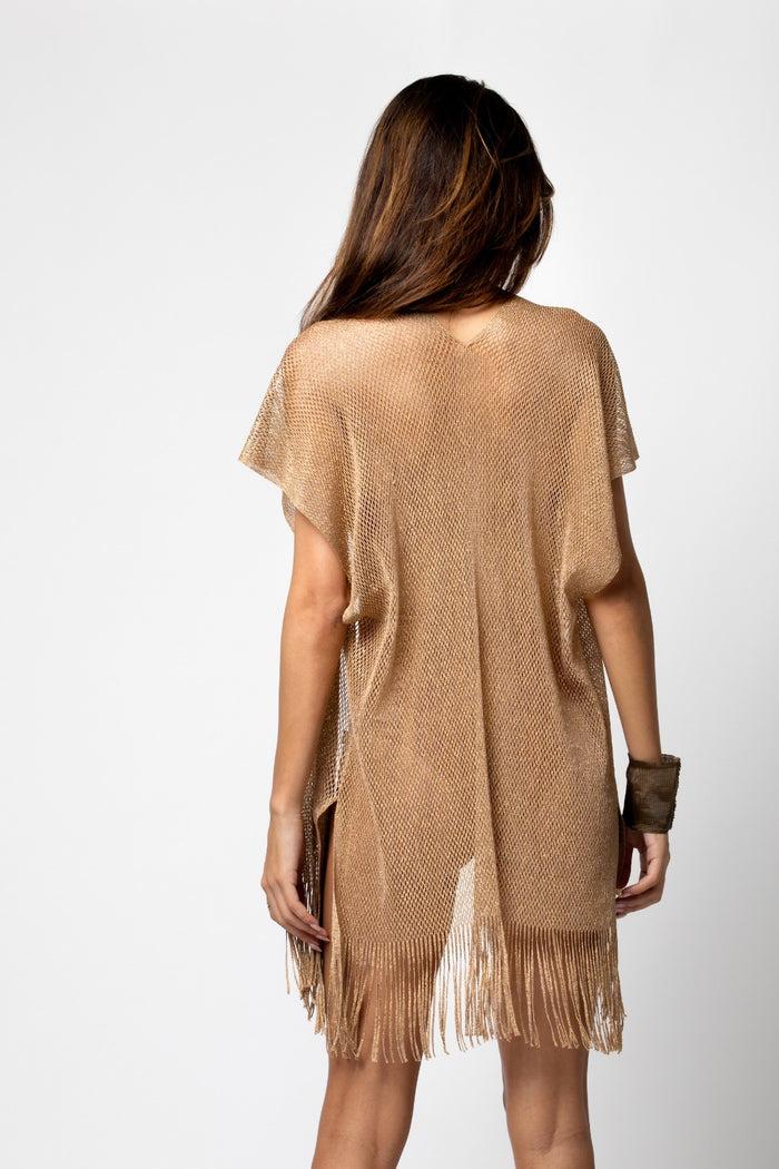 Beliza GILET COURT MAILLE LIM LUREX SIENNE