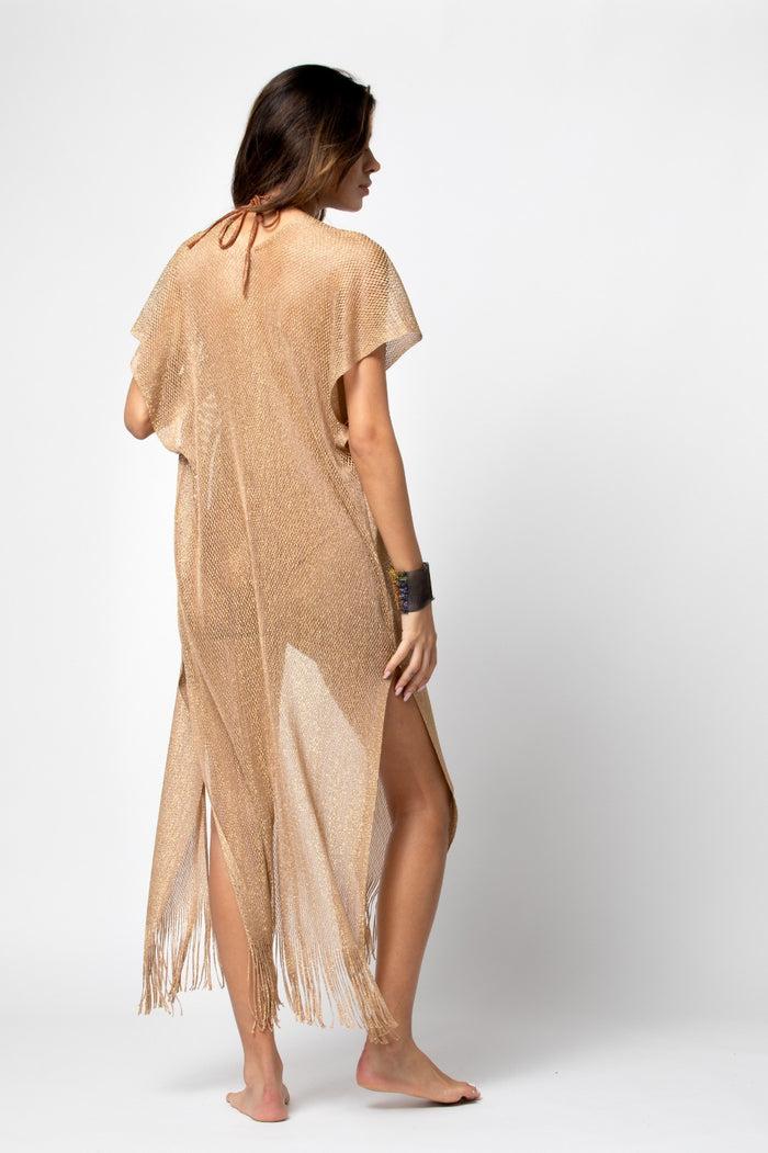 Beliza GILET LONG LIMA LUREX SIENNE