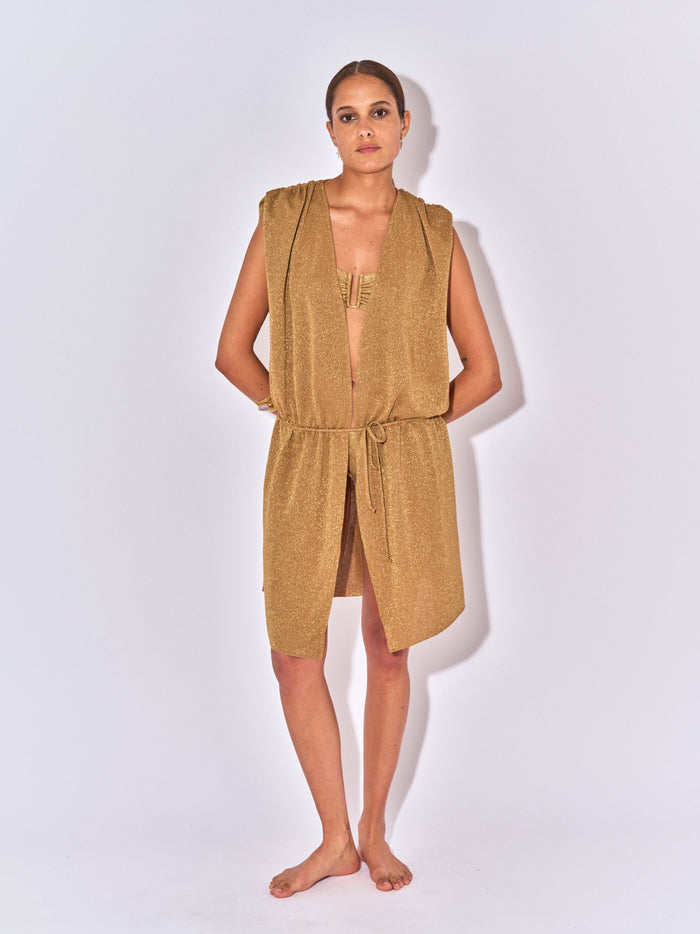 Beliza GILET ROBE MAHI LUREX DORE