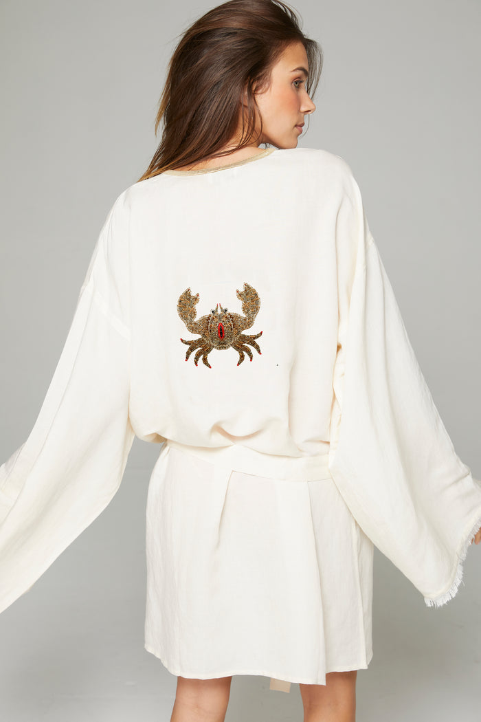 beliza KIMONO COURT BRODERIE CRABE ECRU