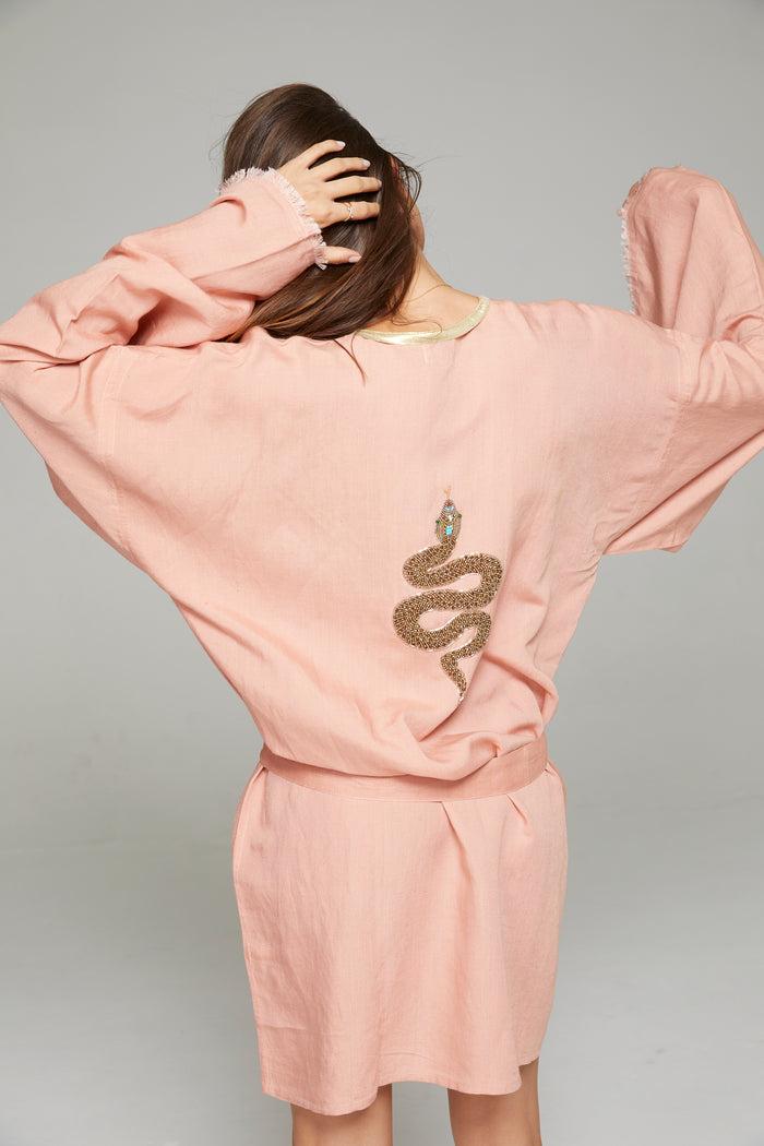 Beliza KIMONO COURT BRODERIE SERPENT NUDE