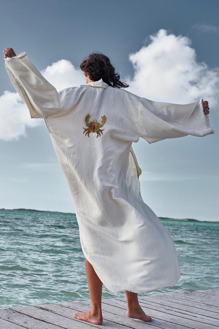 beliza KIMONO LONG BRODERIE CRABE ECRU