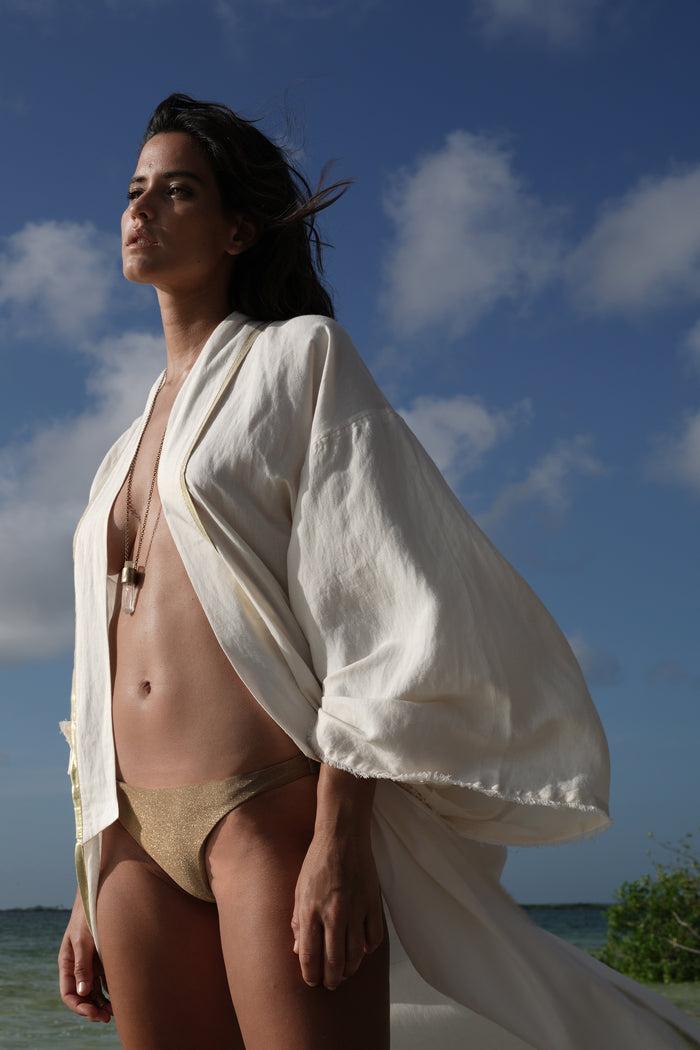 beliza KIMONO LONG BRODERIE SERPENT ECRU