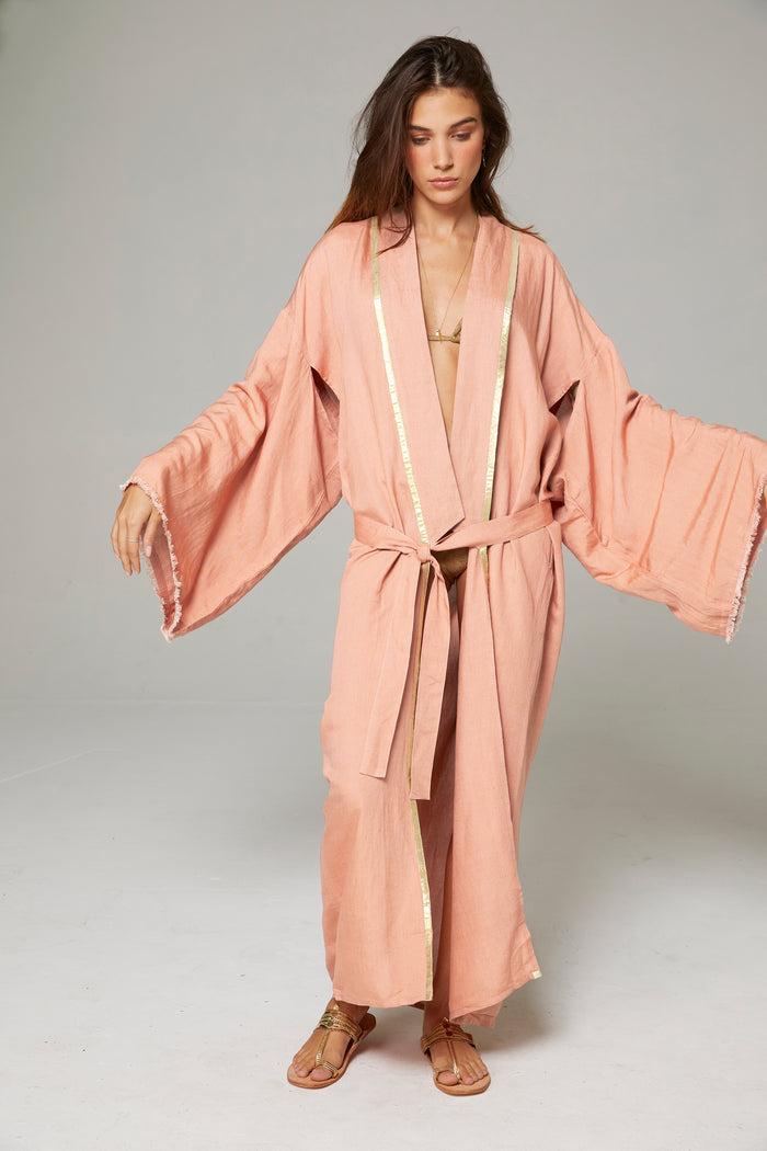 Beliza KIMONO LONG BRODERIE SERPENT NUDE