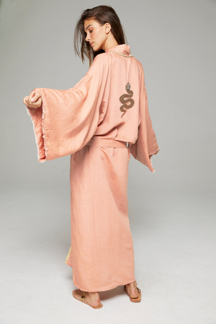 beliza KIMONO LONG BRODERIE SERPENT NUDE