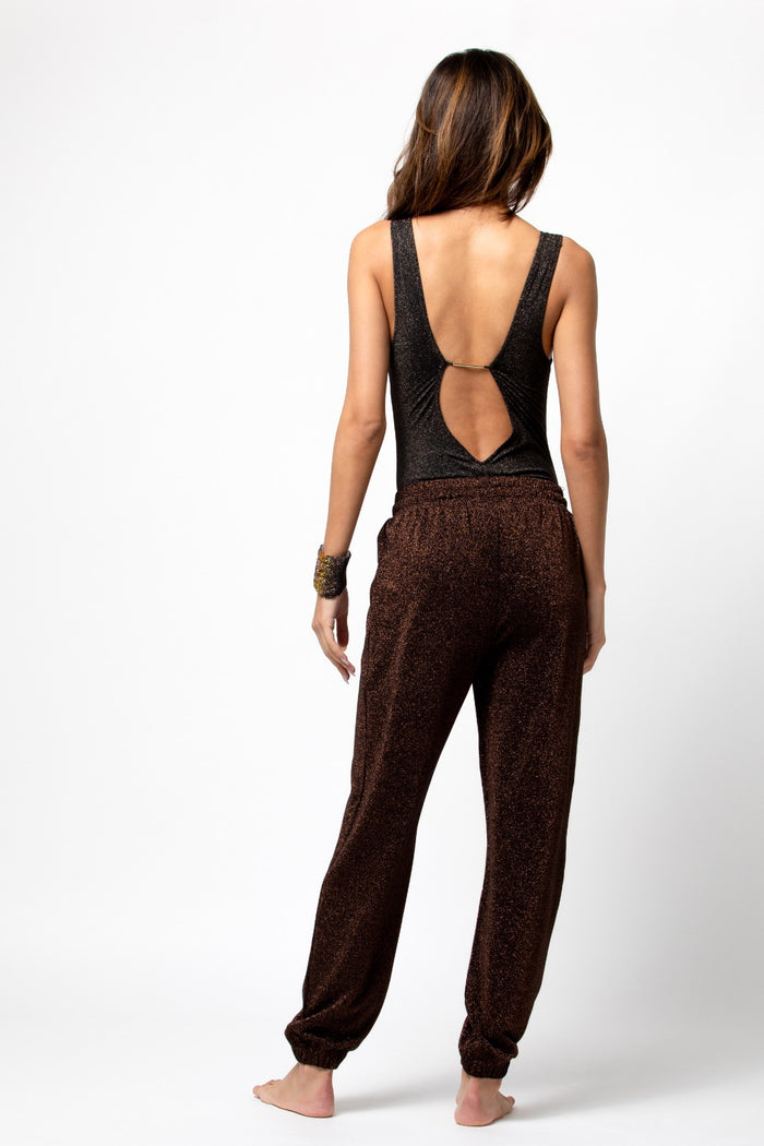 Beliza PANTALON LUREX COFEE