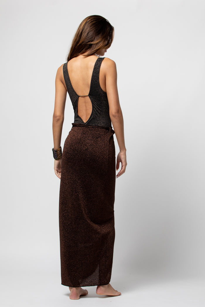 beliza PAREO LONG LUREX COFEE