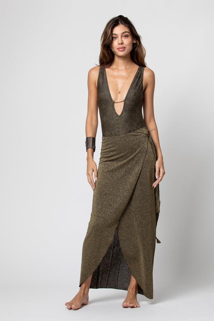 Beliza PAREO LONG LUREX GOLD KAKI