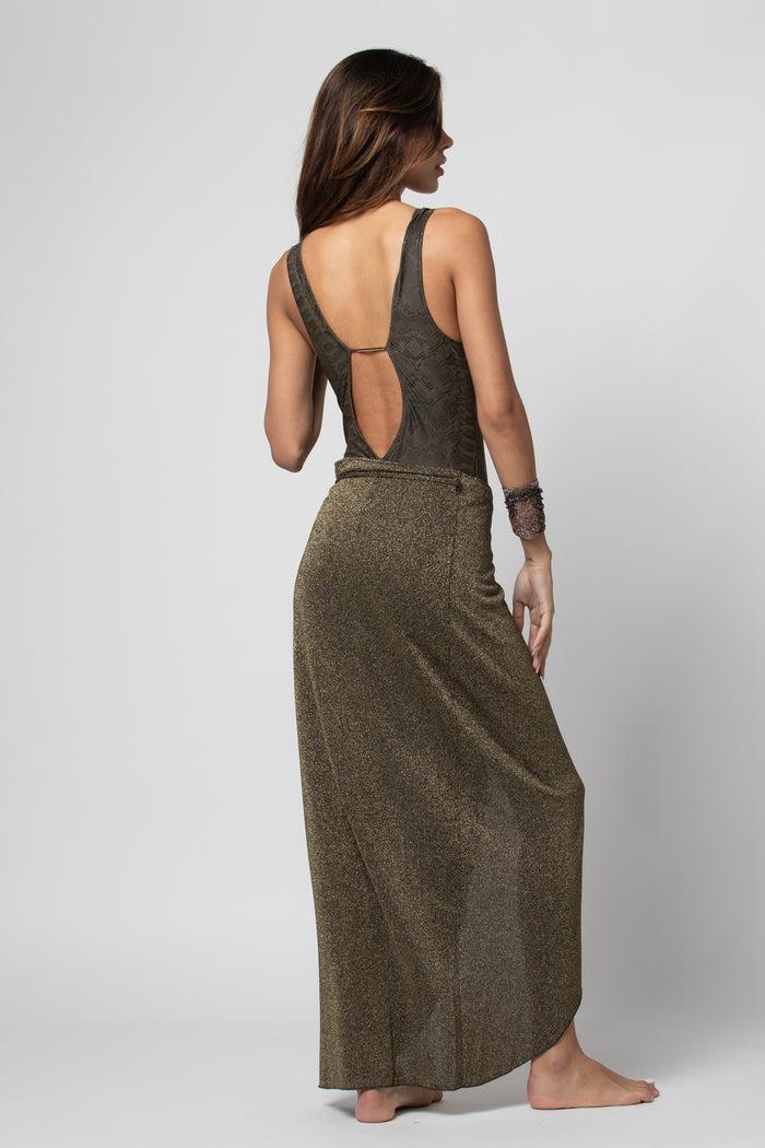 beliza PAREO LONG LUREX GOLD KAKI