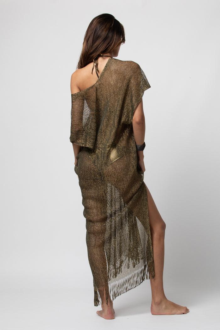 Beliza PONCHO LONG LUREX KAKI