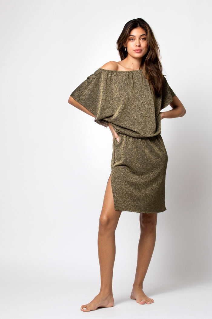 beliza ROBE COURTE JUL LUREX GOLD KAKI