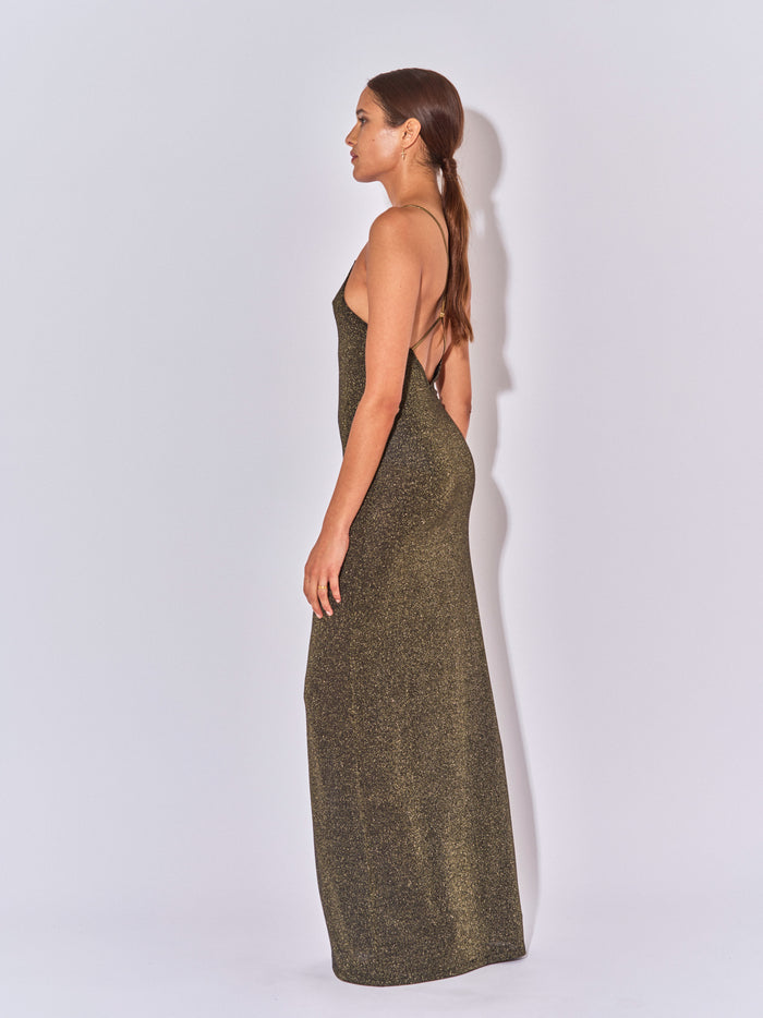 Beliza ROBE LONGUE DOS NU KALI LUREX NOIR