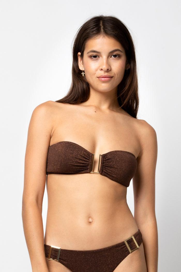 beliza TOP BANDEAU ROMY LUREX BROWN