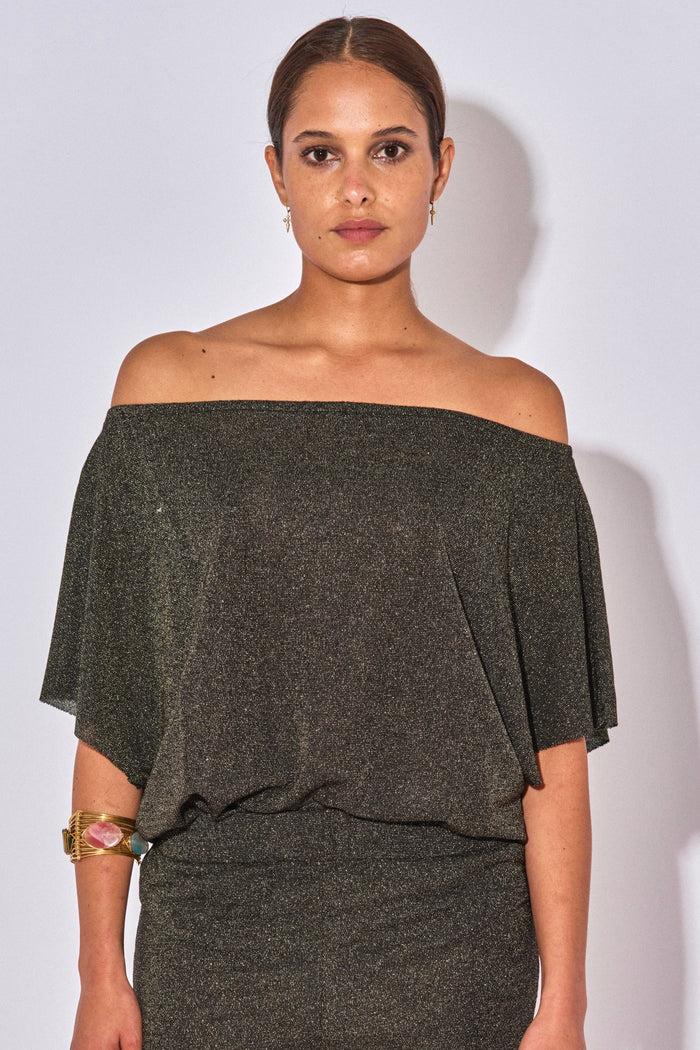 beliza TOP COL BARDOT THAIS NOIR LUREX