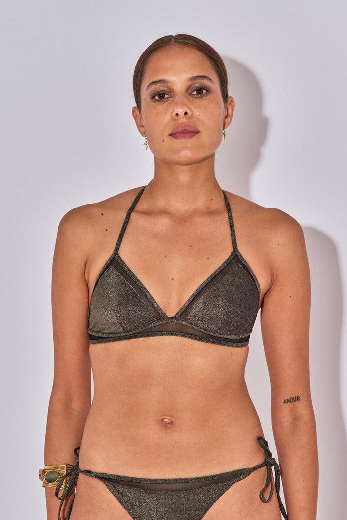 beliza TOP TRIANGLE CARLA LUREX NOIR