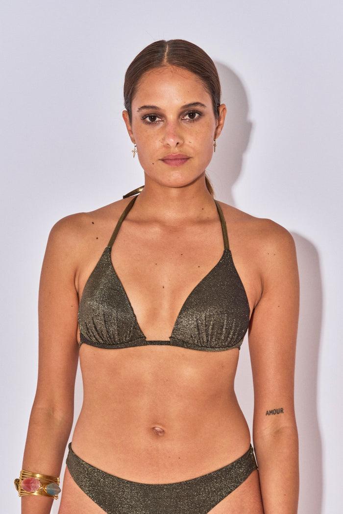 beliza TOP TRIANGLE REMBOURE KATE PAD LUREX NOIR