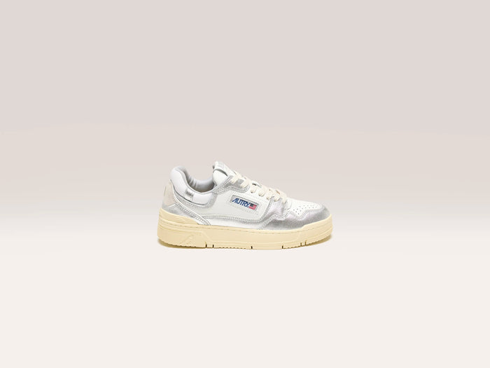 Autry Autry CLC Low Sneaker En Cuir Ton Argenté