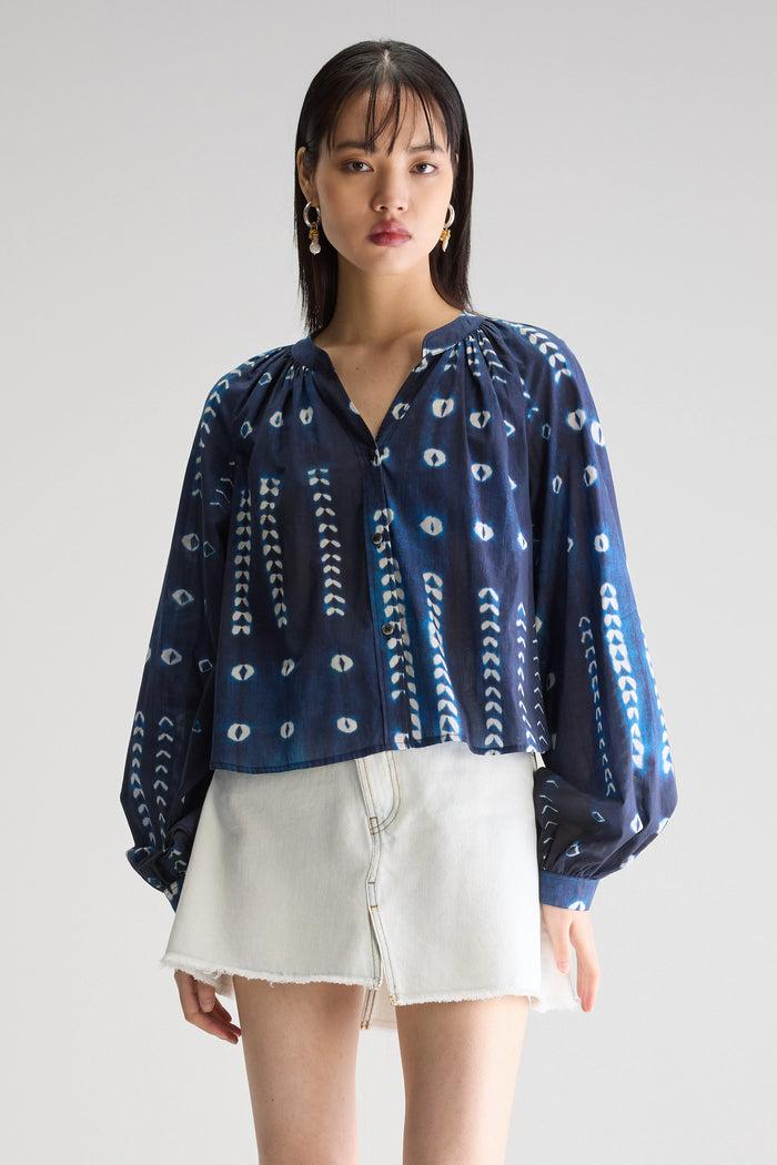 Bellerose Blouse à Col Tunisien Indigo Pour Femmes