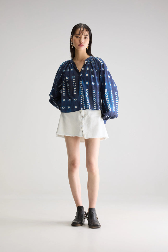 Bellerose Blouse à Col Tunisien Indigo Pour Femmes