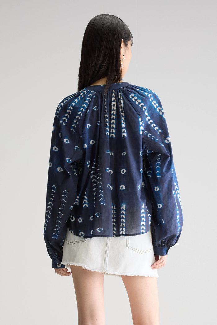 Bellerose Blouse à Col Tunisien Indigo Pour Femmes