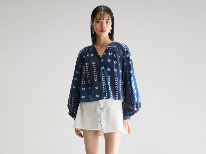 Bellerose Blouse à col tunisien indigo pour femmes
