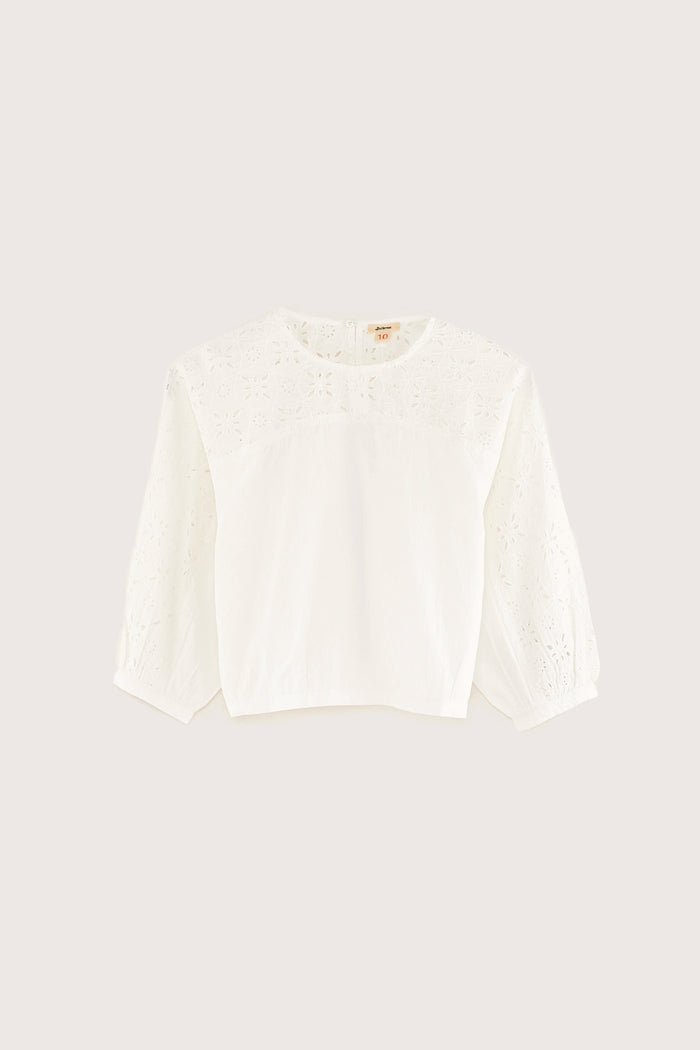 Bellerose Blouse Blanche à 3/4 Manches Pour Filles