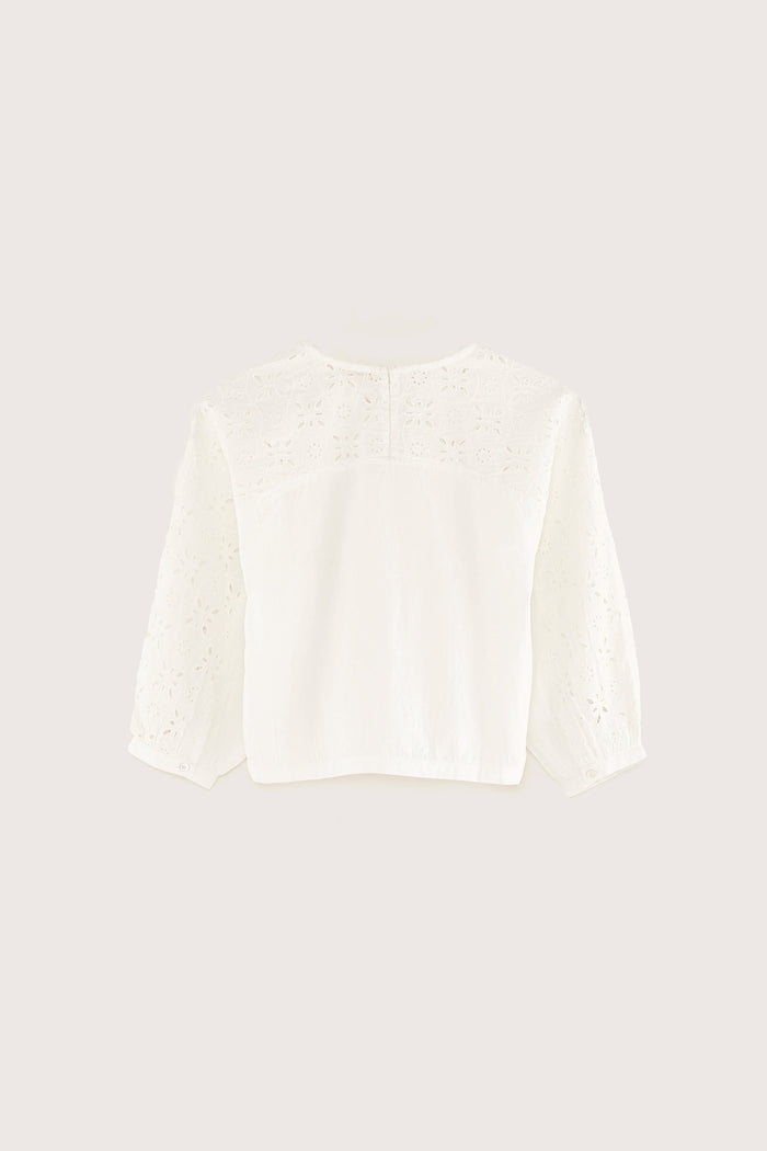 Bellerose Blouse Blanche à 3/4 Manches Pour Filles