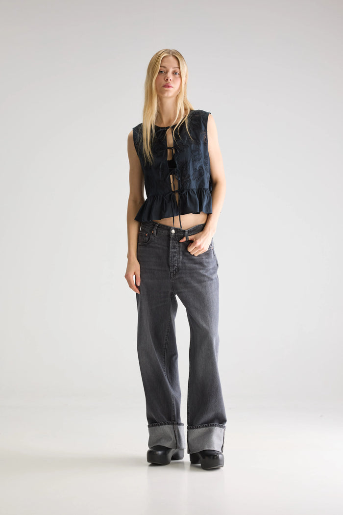 Bellerose Blouse Noire Sans Manches Pour Femmes