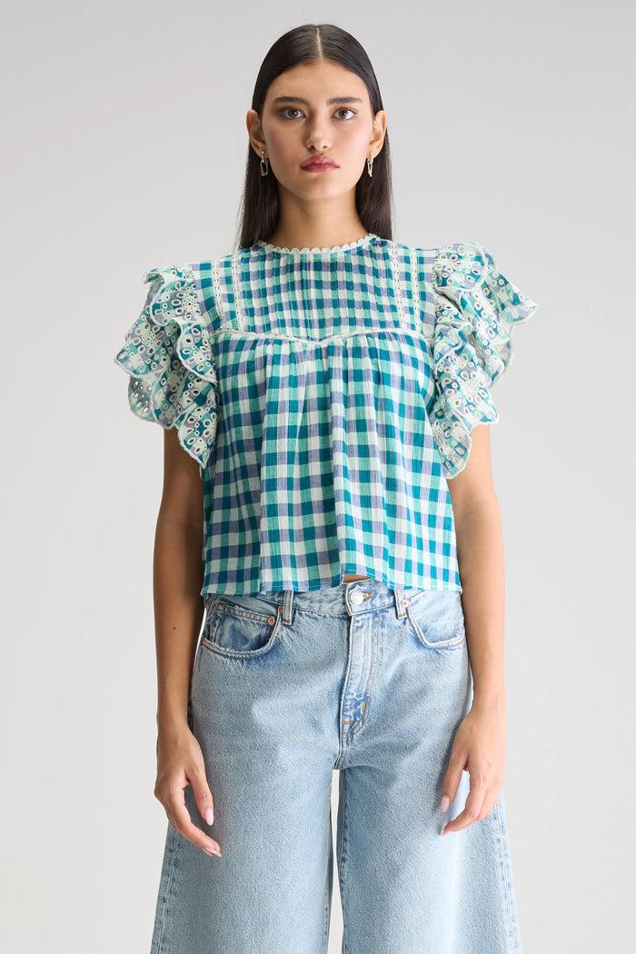 Bellerose Blouse Romantique À Carreaux Pour Femmes