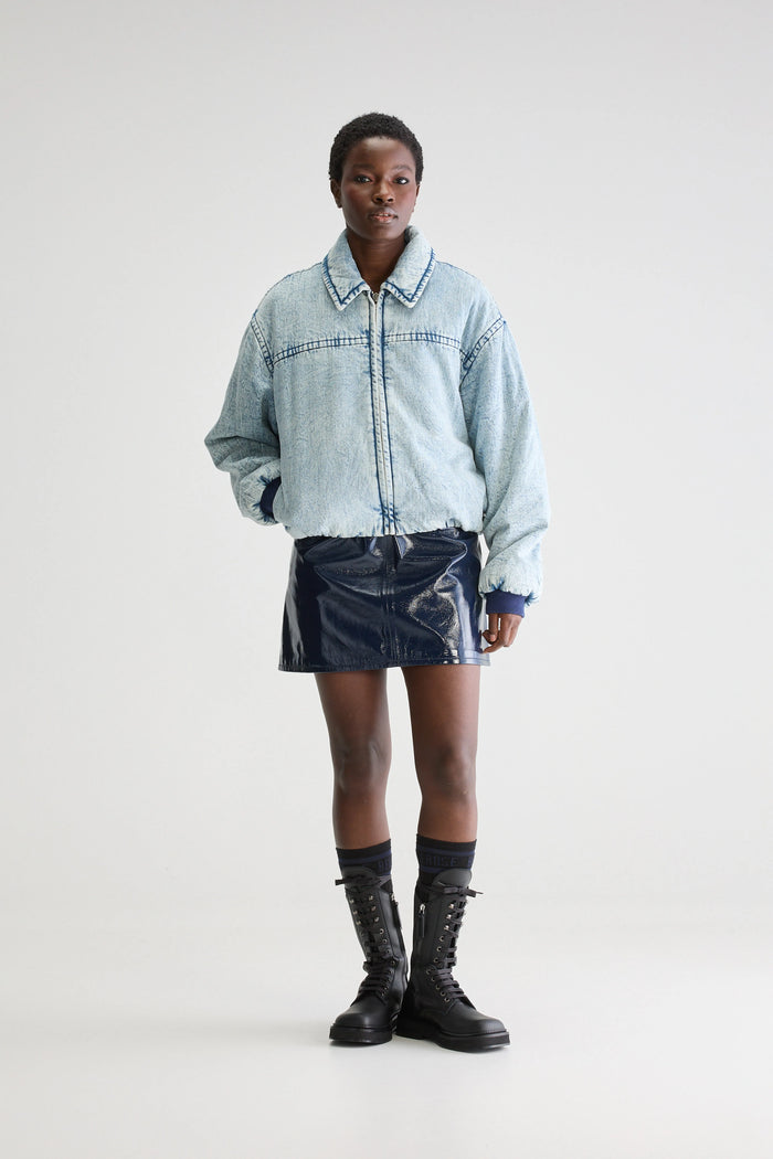 Bellerose Blouson Bomber En Denim Bleu Pour Femmes