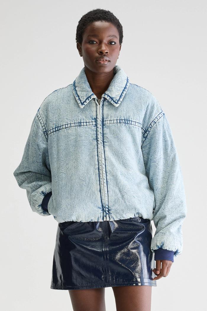 Bellerose Blouson Bomber En Denim Bleu Pour Femmes