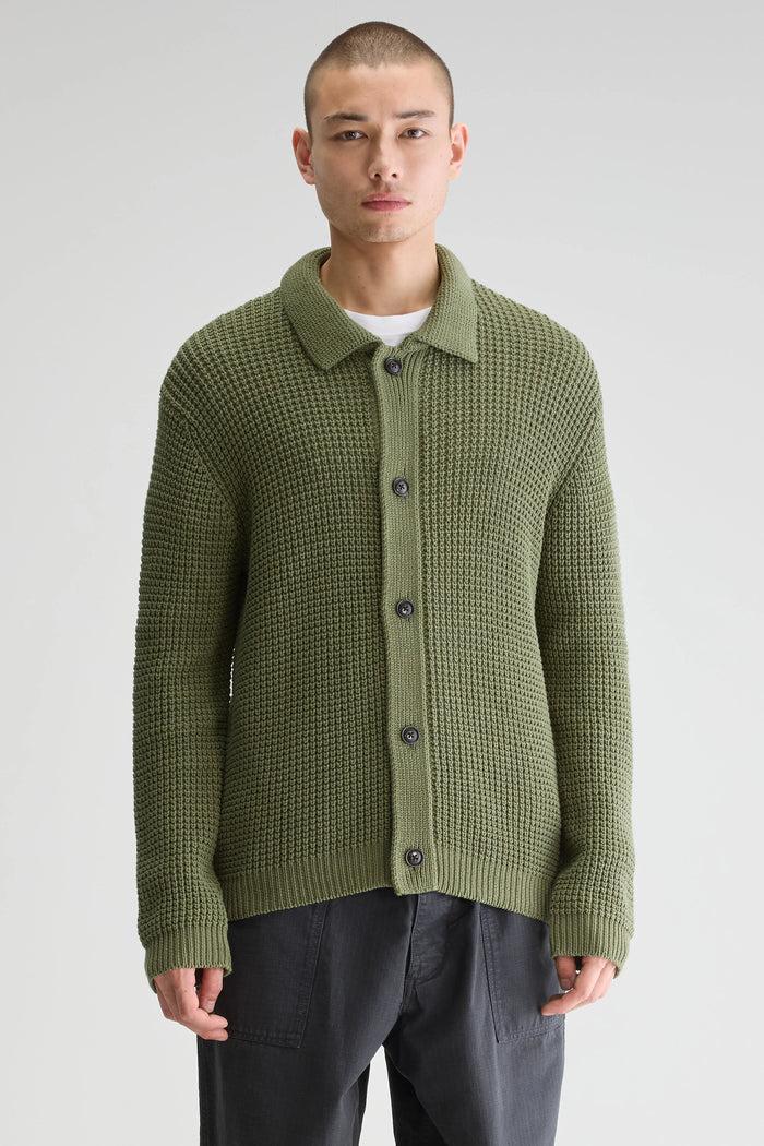Bellerose Cardigan Col Polo Kaki Pour Homme