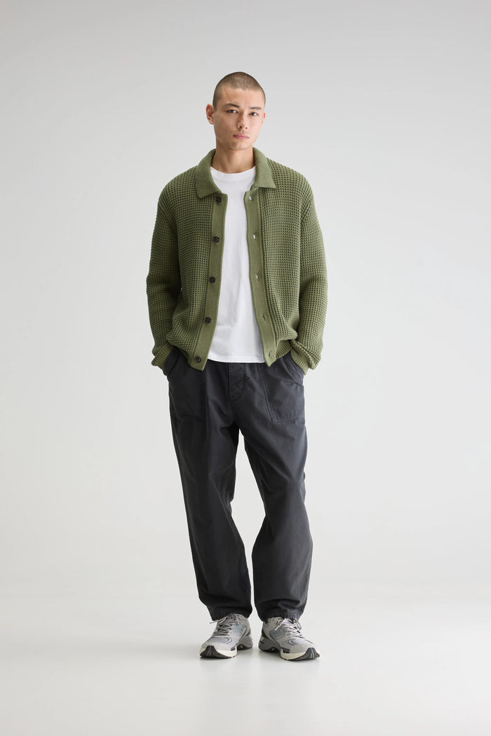 Bellerose Cardigan Col Polo Kaki Pour Homme