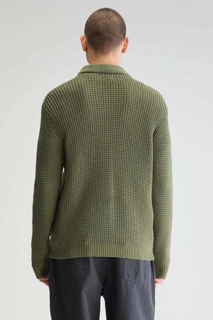 Bellerose Cardigan Col Polo Kaki Pour Homme