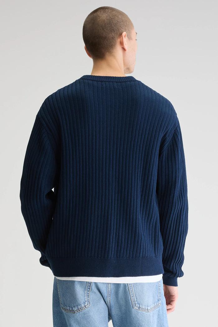 Bellerose Cardigan Col V Bleu Marine Pour Homme